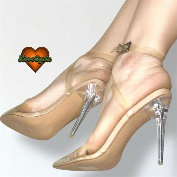 Missguided Perspex Clear Pointed Toe Heels – Size US 8 - Picture 6 of 8